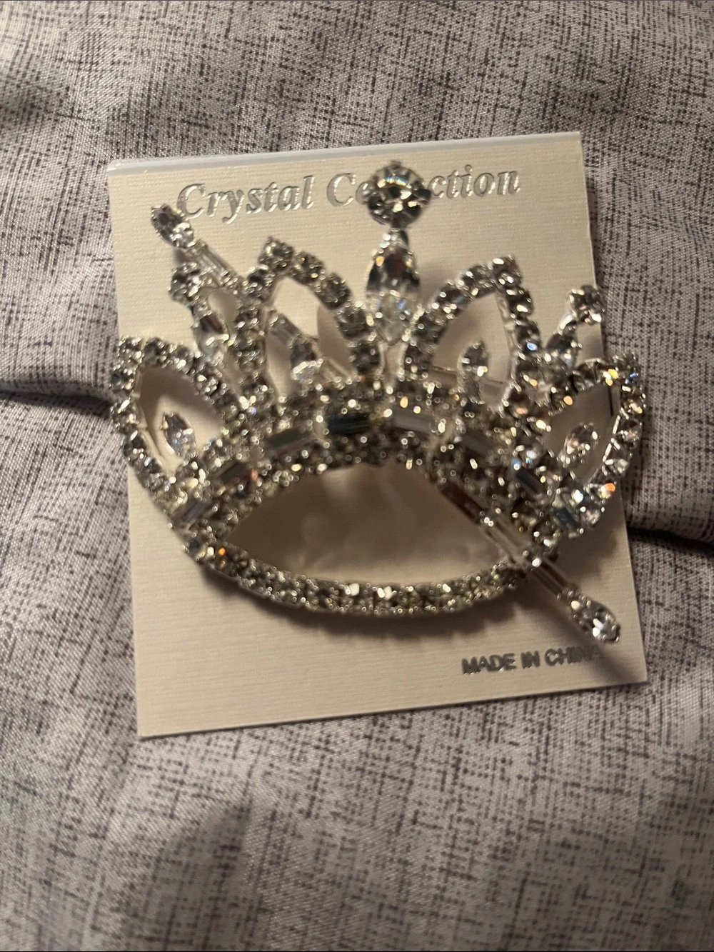 Silver-Tone Rhinestone Tiara Brooch